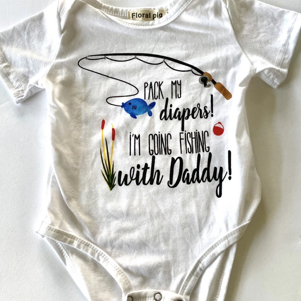 BN Pack My Diapers I'm Going Fishing with Daddy One Piece Tee 3M EUR 100